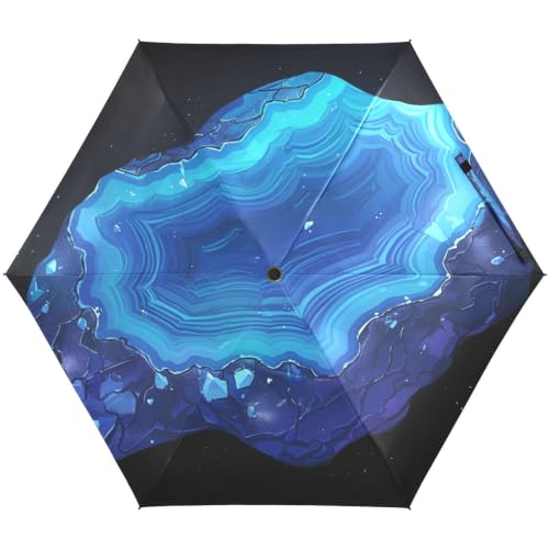 Parapluie pliable bleu cristal brillant anti-UV léger pour voyage et femme