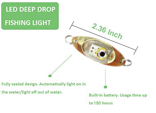 LED 4PACK Deep Drop Underwater Fishing Flashing Light Bait Lure Squid, 500hrs Lifespan, 600M Deep (RED)