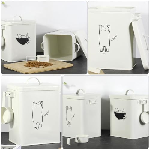 Boîte de rangement nourriture de chien en tôle blanche premium - 5