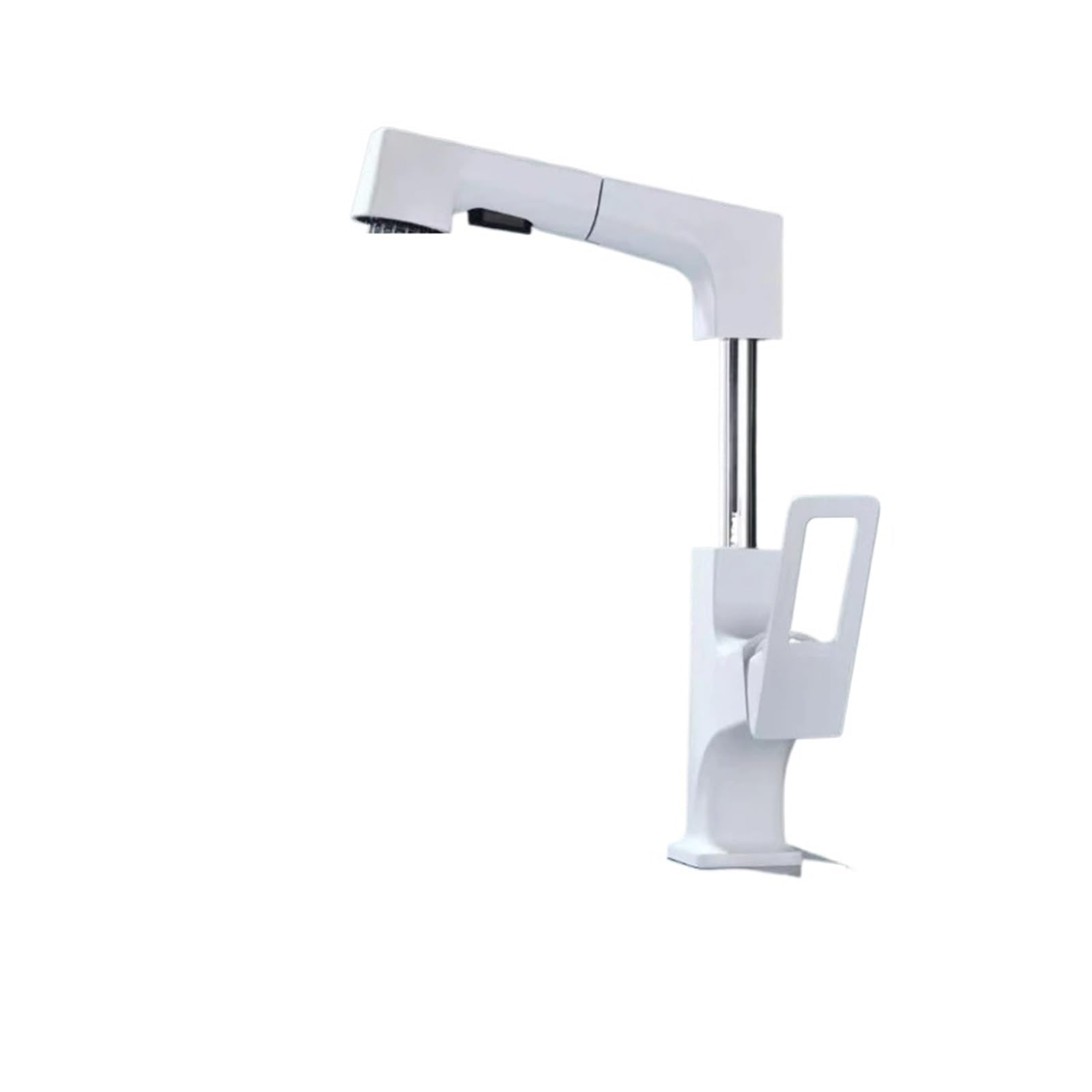 Robinet de salle de bains multifonctionnel mitigeur blanc extractible