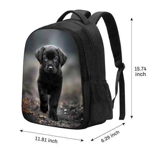 SARA NELL Black Labrador Dog School Backpack, Cute Puppy School Book Bags with Padded Straps, Elementary Student Bookbag Animal Print Daypack for Boys Girls, 15.7 Inches2