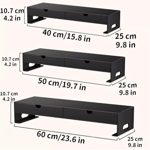 Soporte de monitor de escritorio con 2 cajones, blanco 40cm miniatura 2