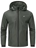 YuKaiChen Waterproof Jacket Men's Rain Coat Outdoor Lightweight Packaway TPU with Taped Seams for Hiking Camping Cycling Armygreen L