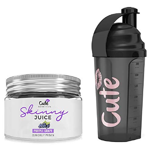 Cute Nutrition Zumo flaco con coctelera – 240 g, uva morada |...
