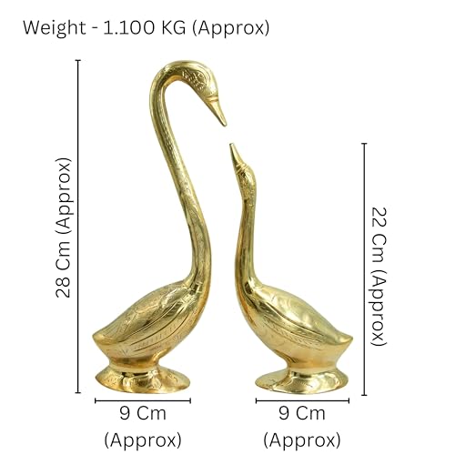 Image of Brass Swan Pair Statue | Hanso ke Jode | Vastu Shastra & Feng Shui Remedies | Home Decor | Showpiece | Vastu Remedy | Weight - 1100gm Approx