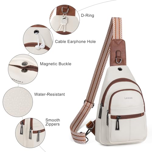 Leresas 7L Sling Bag for Women Vegan Leather Crossbody Purse Chest Bags Fashionable Trendy Fanny Pack with Travel, Beige by Leresas - Used condition - Image 6