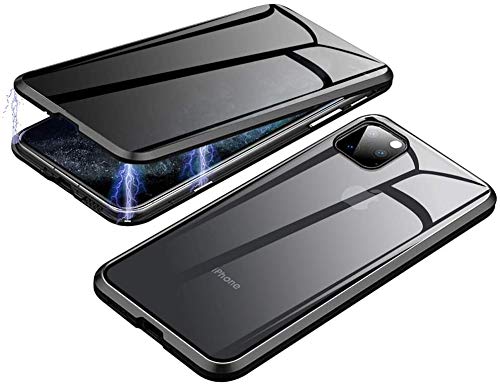 Anti-Peep Magnetic Case for iPhone 11 Pro max ，360 Anti-Peeping  Case，Privacy Clear 9H Tempered Glass Front, Adsorption Case Double Sided  Glass Pravicy
