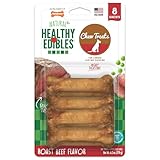Nylabone Healthy Edibles Natural Dog Chews, Long Lasting Bones for Dogs, Roast Beef Flavor Dog Treats, X-Small (8 Count)
