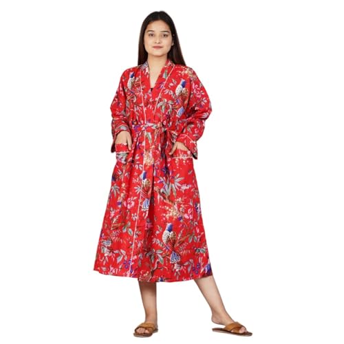 Image of Cotton Women Stylish Printed Kimono, Bath Robe,Night Wear Suit,Swim Wear, Night Dress, Beach Wear