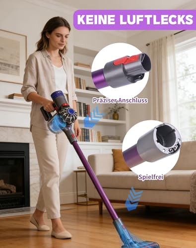 Verlängerungsrohr für Dyson V7 V8 V10 V11 V15 – Ersatz-Rohr aus Aluminium, Schnellverschluss, Robust & Leise, 72.5 cm, Lila