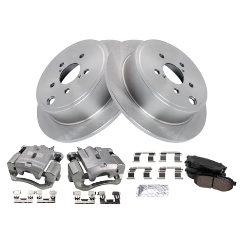 Image of TRQ Rear Brake Pad and Rotor Set Ceramic Rotors Calipers | For 2010-2014 Subaru Legacy 2013-2015 BRZ