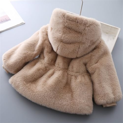 Kids Girls Fleece Button Down Hooded Jacket Long Sleeve Fuzzy Plush Bowknot Coat Soft Warm Outwear for Toddler Girls2
