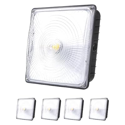 PARMIDA (4 Pack) LED Canopy Light, 70W, Dimmable, 110-277VAC, IP65 Waterproof, ETL-Listed, 5000K, 9.6" x 9.6", Gas Station, Street, Area & Outdoor Lighting, Commercial Grade