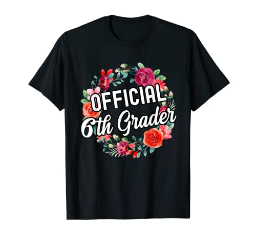 Oficial de sexto grado floral sexto grado divertido de regreso a la escuela Camiseta