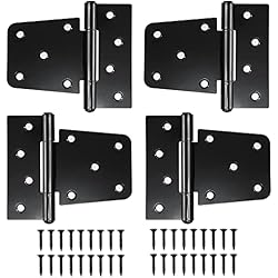 4 Piezas Bisagras Negras para Puertas de Madera, Bisagras con Tornillos, 3.5 Pulgadas Bisagras de Acero al Carbono, Bisagra para Granero de Puerta Resistente, para Puertas de Madera de Jardín