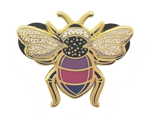 Bisexual Pride Bee Enamel Pin in Bi LGBT+ Flag Colors | Pride Jewelry