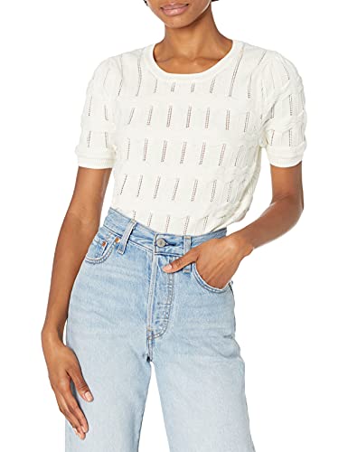 Cable Stitch Pull à manches courtes pour femme Blanc Taille S Cover