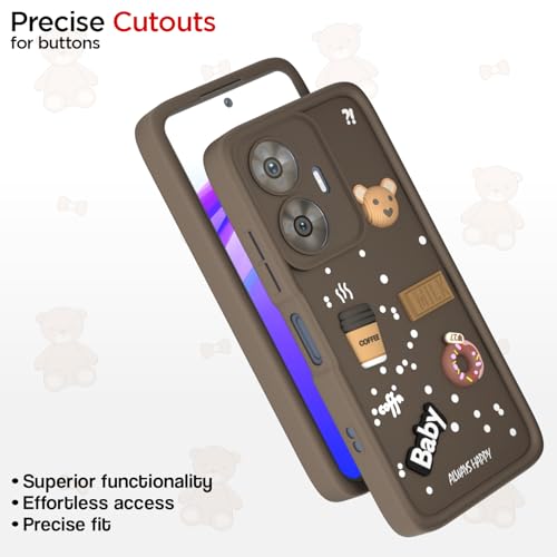Image of Pikkme Back Cover for Realme Narzo N55 / Realme C55 | Cute Fun Cartoon 3D Bear Silicone Full Body Protection Bumper Cover (Brown)