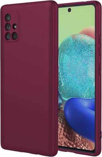 Image of DIZORO Liquid Silicone Case with Microfiber Coushioning Compatible for Samsung Galaxy M51 Cover, Gel Rubber Full Body Protection - Wine Red
