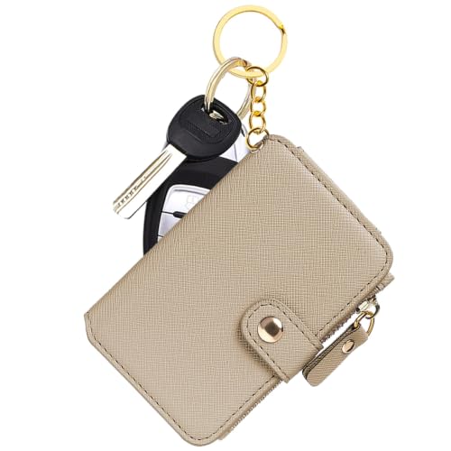 Image of M-Plateau RFID Blocking Slim Keychain Wallet for Women | Card Holder with ID Window, Zipper Pocket, 6 Card Slots, Compact for Cash & Cards(Khaki)
