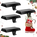 LATERN 4Pcs Christmas Stocking Holders, Black Metal Christmas Stocking Hanger...