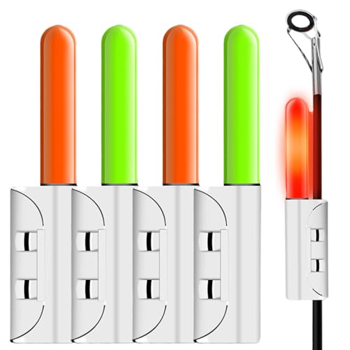 Luces de punta Jorzer de plastico impermeable con clip para caña de pescar en hielo nocturna 4PCS