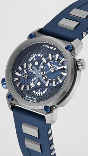 Image of Police Quartz Black Round Dial Men's Analog Watch | Silicone Strap Material | Water Resistant Watch - PLPEWGM0071803