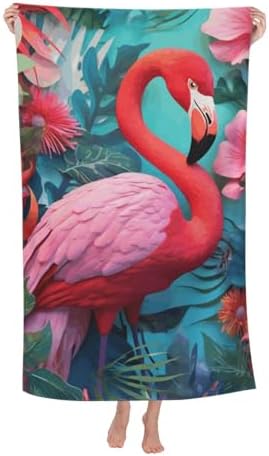 Flamingo Beach Towel Microfiber Tropical Flower Women Quick Dry Beach Oversized - View #4