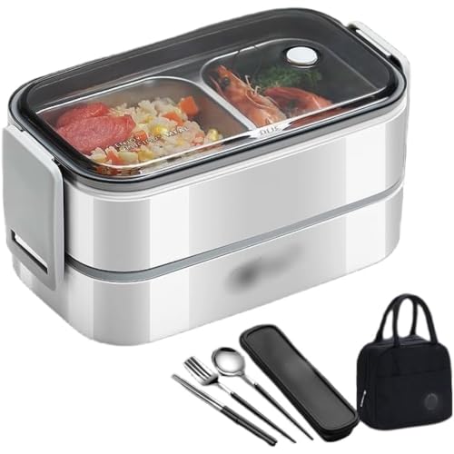 TIMDU 重ね弁当箱 ステンレス弁当箱 漏れ防止 2層3室 鮮度保持サラリーマン用 携帯 通勤通学・運動会・キャンプ・ピクニックに最適 電子レンジで温めることができます (ホワイト) TIMDU 重ね弁当箱 ステンレス弁当箱 漏れ防止 2層3室 鮮度保持サラリーマン用 携帯 通勤通学・運動会・キャンプ・ピクニックに最適 電子レンジで温めることができます (ホワイト)