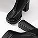 IDIFU IN4 Black Knee High Platform Gogo Boots for Women with Square Toe, Chunky Block Heel, Comfortable, Sexy, Pull On Fall Boots (Black Pu, 8)
