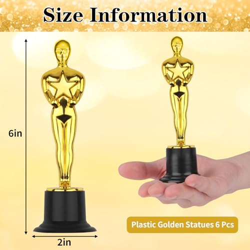 winkio gold award trophiesgold award statues pack of 6 mini trophies plastic trophy award for competitionevents sports party decorationsaward ceremony and appreciation gift