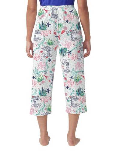 Image of HUE Women's Summer Vacation Pajama Separates, Soft, Whimsical Print Pjs with Tropical Beach Themes, Flip Flops, Cocktails