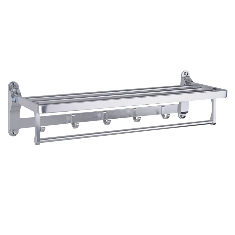 Toallero estante de baño de aluminio 58 cm con ganchos para almacenamiento de toallas