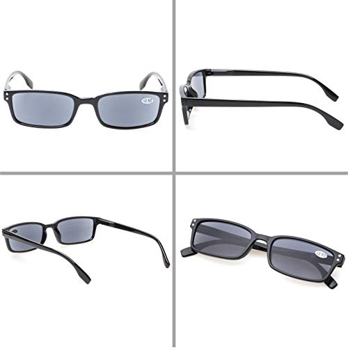 Image of Kerecsen 4 Pack Reading Glasses for Men and Women with Spring Hinges, Lightweight Black Rectangular Readers Eyeglasses (2Tortoise 1Black 1Gray Lens, 0.50)