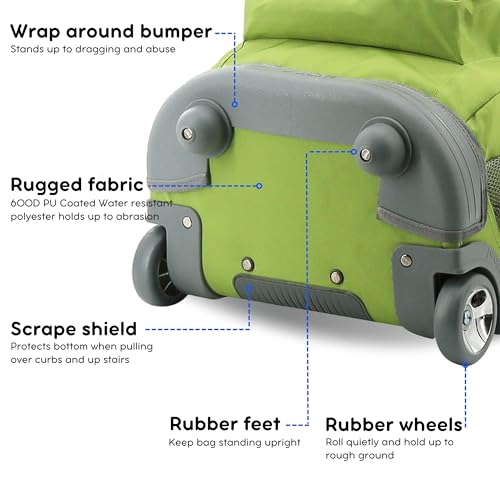 Image of J World Sundance Laptop Rolling Backpack for Girls Boys. Roller Bookbag with Wheels, 20 Inch, Celery