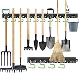 SWANLAKE Plastic 64 Inch Adjustable Storage System, Wall Mounted Hooks Tool Organizer，Garden Tool Hangers, Black