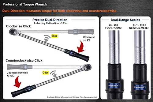 Image of 1 /2 inch Drive 25-250 ft-lb (44.1-349.1 Nm) Dual-Direction Click Professional Torque Wrench