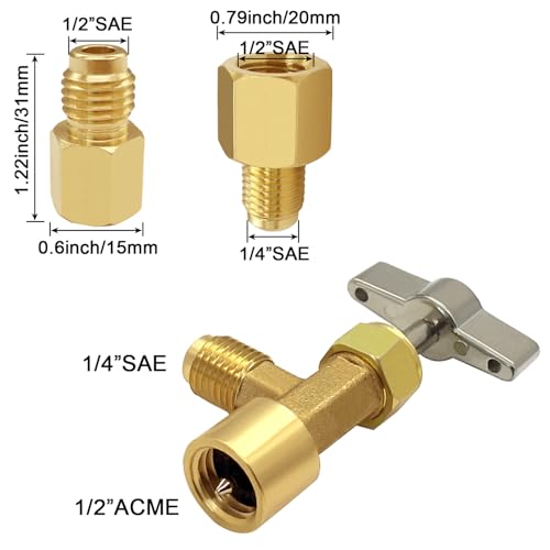 Image of Joywayus R134a Can Tap Valve Refrigerant Dispenser Includes Tank Adapter for 1 /4 inch and 1 /2 inch AC Charging Hoses Air Conditioning Systems