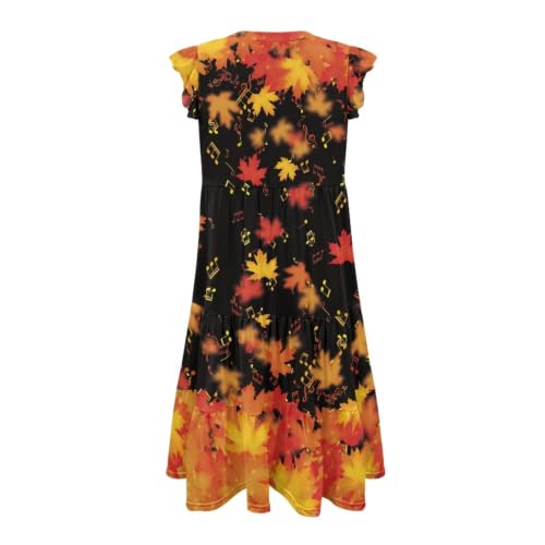 Image of Womens Summer Dress Ruffle Sleeve V Neck Dress Casual Fit Flowy Beach Vacation Sundress with Pocket S-2XL