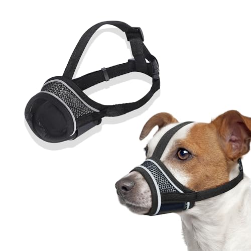 fKiZanthene Muselière Chien Réglable en Nylon Reflectif, Soft et Confortable avec Système d'ajustement pour Petits Chiens, Idéale pour Promenades et...
