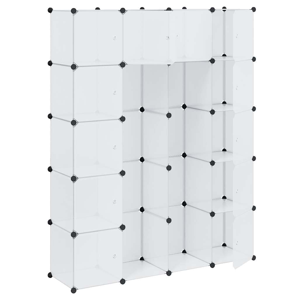 Modułowa biała szafa na ubrania z 14 przegródkami, 37 x 146 x 180,5 cm, uniwersalna przestrzeń do przechowywania do sypialni, korytarza, pokoju dziecięcego, proste przechowywanie z szufladami