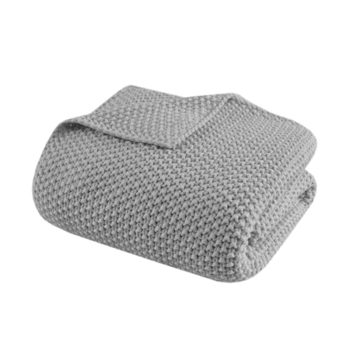 Image of Ink+Ivy Bree Knit Throw Blanket for Bed, Sofa, and Couch, Lightweight, Breathable, Soft & Cozy Summer Blanket, Throw (50 in x 60 in), Grey
