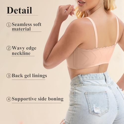 Front Closure Wireless Strapless Bras for Women Seamless Comfy Bandeau Bra3