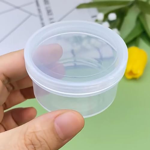 Image of 12 Pack 1.01 oz Round Plastic Containers (1.97 x H1.1 inch), Round Transparent Plastic Bead Jar with Lids for Beads, Coins, Safety Pins and Other Craft Jewelry