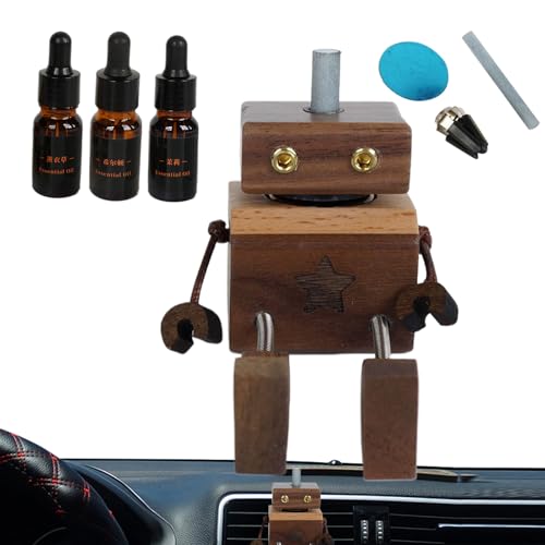Ambientador Para Coche Con Perfume,Ambientador De Coche Con Muñeco De Madera Móvil - Refrescante De Larga Duración Para Interior De Auto Y Oficina