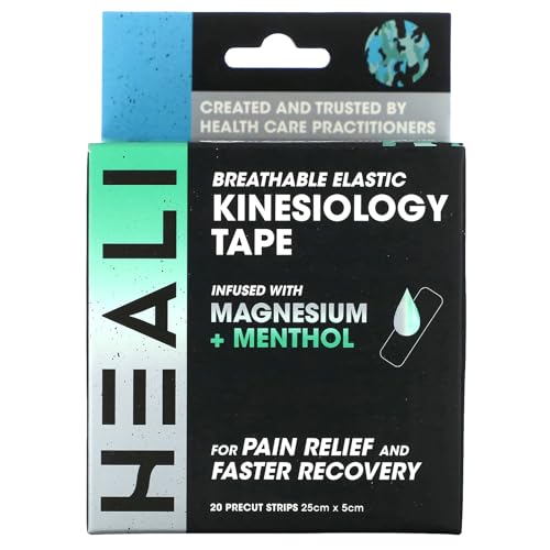 Image of Heali Kinesiology Tape with Magnesium and Menthol, 20 Pcs Precut Strips, K Tape Roll, Knees, for Physical Therapy, Sports, Muscles and Joints, Water Resistant, White with Blue Camo