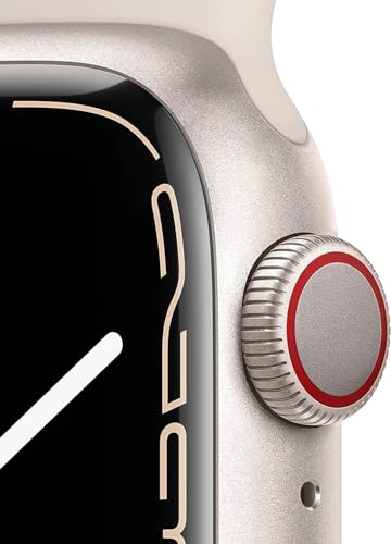 Image of Apple Watch Series 7 (GPS, 41mm) Starlight Aluminum Case with Starlight Sport Band, Regular (Renewed)