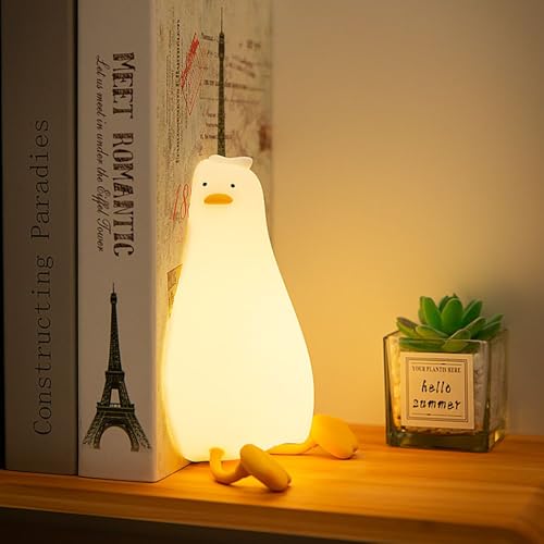 Lámpara de noche de silicona forma pato blanca miniatura 3