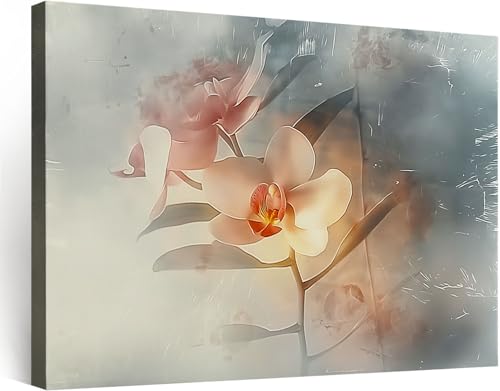 Impression sur toile orchidée ambre 70x50 cm, la décoration de chambre élégante et chaleureuse