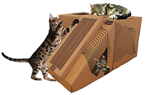 Brinquedo Casa Toca para Gatos Kit 2 mobypet (retângulo + triângulo + arr. rampa)